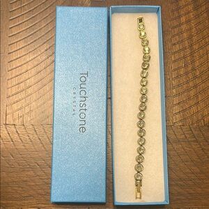 Touchstone Crystal Bronze Gold-Tone Bracelet with Clear Stones